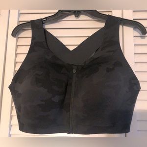 Lululemon Enlite Front-Zip sports running bra High Support 38D, black camo